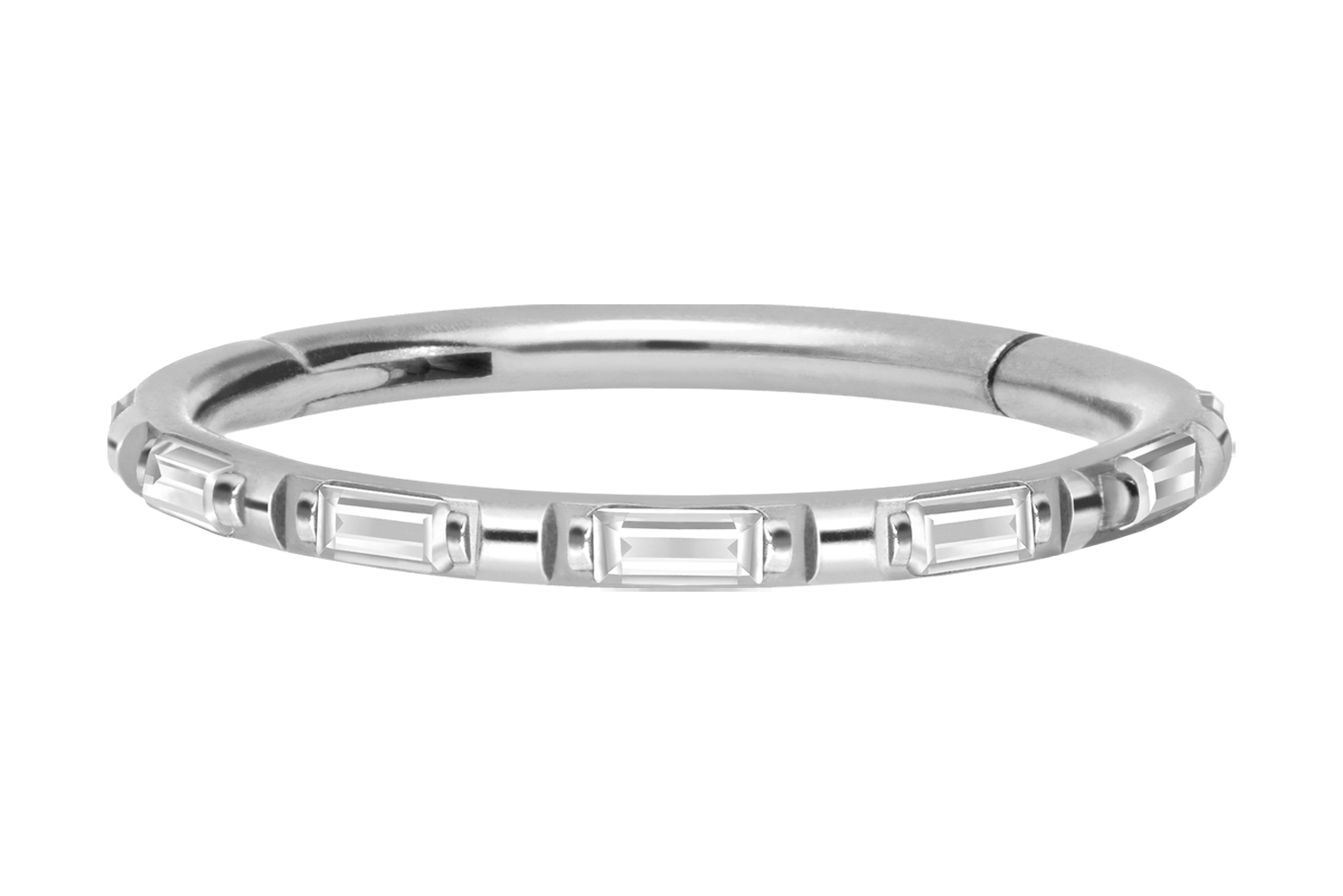 Chirurgenstahl Segmentring Clicker Piercing RECHTECKIGE KRISTALLE